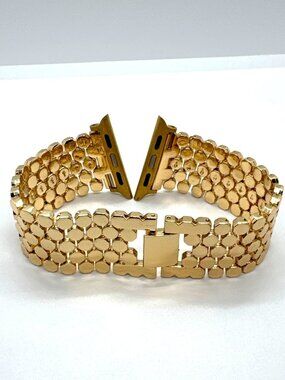 Apple Watch Band Gold Tone Metal 38/40/41mm Honeycomb Link Bracelet Luxury